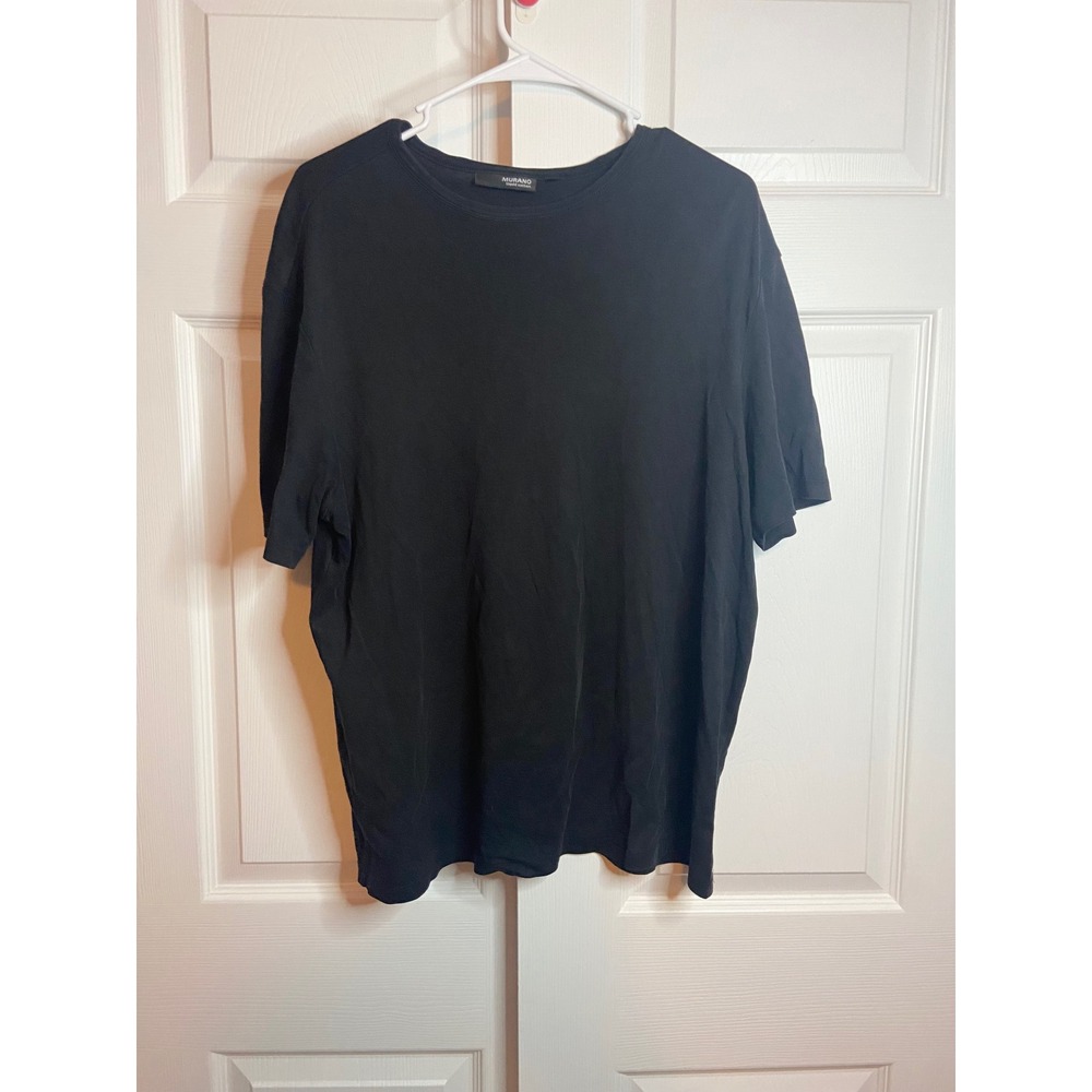 Murano Liquid Cotton Black Short Sleeve Crew Neck T-Shirt Mens Medium